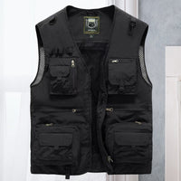 Sommerliche Militär Jagd- und Anglerweste für Herren - Leichte Outdoor Multifunktionsweste mit Taschen – Schwarz