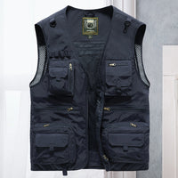 Sommerliche Militär Jagd- und Anglerweste für Herren - Leichte Outdoor Multifunktionsweste mit Taschen – Dunkelblau