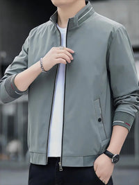 Irefina | Herren Casual Zip Up Windbreaker Jacke, Semi-formal Stand Kragen Jacke – Helles Stahlblau