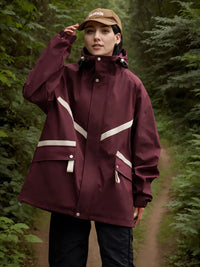Shivellea | Wasser- und winddichter Regenmantel Color Block Sports Windbreaker – Bordeaux