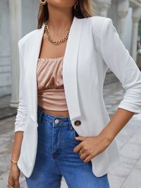 Blazer für Damen – Eleganter langer Sommerblazer für Damen – Weiß