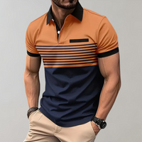 Poloshirt für Herren - Lässiges Gestreiftes Sommerpolo für Herren – Karamel