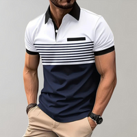 Poloshirt für Herren - Lässiges Gestreiftes Sommerpolo für Herren – Weiß
