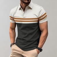 Hugo Poloshirt | Leichtes gestreiftes Sommer-Poloshirt für Herren – Dunkelbraun