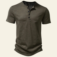 Anthony | Herren Lässiges Geknöpftes Kurzarm Henley Shirt – Grün