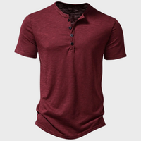 T-Shirt für Herren - Lässiges V-Ausschnitt Sommer T-Shirt für Herren – Weinrot