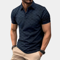 Poloshirt für Herren - Slim Fit Damier-Poloshirt für den Sommer – Marine