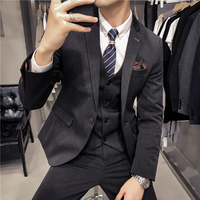Herren Dreiteilig Modern Anzug Set | Hochzeitsgast Anzug – Dunkelgrau