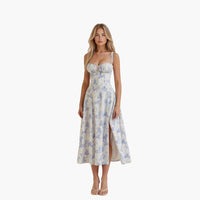 Elegantes Damen Taillenkleid – Blau