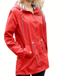 Wasserdichte Damen Regenjacke mit Kapuze - Winddicht & Atmungsaktiv für Herbst/Winter – Rot