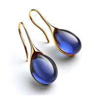 Kristalltropfen-Ohrringe in Gold und Silber – Goldblau