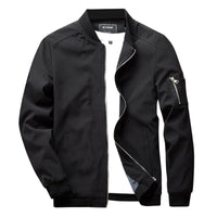 Herren Casual Sommer Stehkragen Bomberjacke – Schwarz