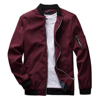 Herren Casual Sommer Stehkragen Bomberjacke – Bordeaux