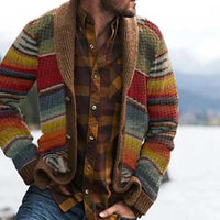 Warme und stilvolle Herren-Strickjacke für den Winter – Gelb