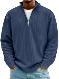 Arno | Herren Half-Zip Rippstruktur Sweatshirt – Marine