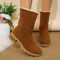 Ellafyr | Schicke Winterstiefel für Frauen - Warme, schlankmachende Kunstfell-Stiefel – Camel