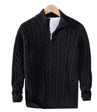 Oliver | Strickpullover mit Zippkragen – Schwarz