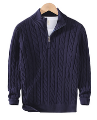 Oliver | Strickpullover mit Zippkragen – Marine