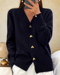 Damen Cardigan - Weicher Strick mit V-Ausschnitt – Schwarz