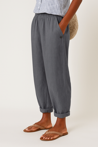 Isabella | Damen Lässige Hose Mit Taschen Und Umschlag – Grau