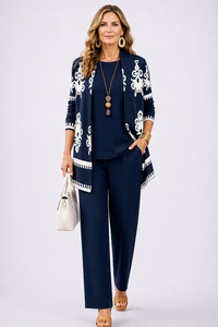 Carol | Elegantes 3-teiliges Casual-Set – Marine