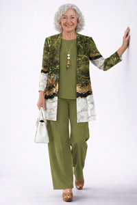 Deborah | Elegantes 3-teiliges Casual-Set – Olivgrün
