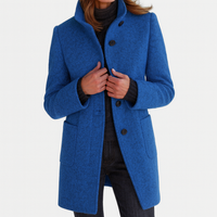 SUZANA | Damenmantel mit hohem Kragen – Blau