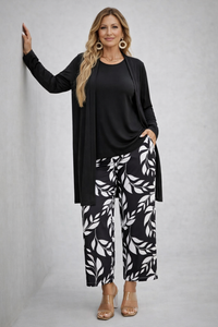 Eponine | Elegantes 3-teiliges Casual-Set – Schwarz
