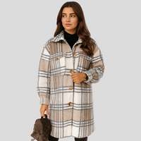 Megan | Karierte Wolljacke – Khaki