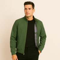Lässige Herrenjacke mit Stehkragen – Smaragdgrün