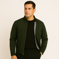 Lässige Herrenjacke mit Stehkragen – Oliv