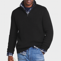 Herrenpullover mit Reißverschluss – Business-Casual-Stil, vielseitig für elegante Anlässe – Schwarz