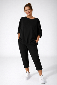 Nessa - federleichtes Loungewear-Set – Schwarz