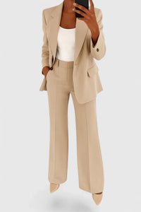 Yvonne | Damen Blazer Hosen Set Maßgeschneidert Elegant Business Modern – Beige