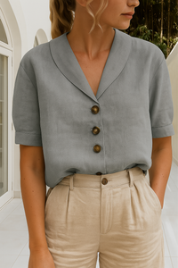 Willow | Langarm Pleated Bluse – Grau