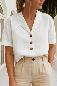 Willow | Langarm Pleated Bluse – Weiß
