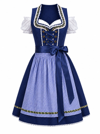 Antonia | Premium Dirndl mit Schürze im Trachten-Stil – Blau