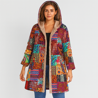 Selene | Bohemian Patchwork Wintermantel mit Kapuze – Kurkuma