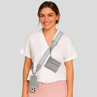SecureZip | Stilvolle Crossbody-Telefonhalterung mit Geldbörse – Grau