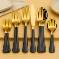 Rowan | 30-teiliges Edelstahl-Besteckset – Gold-Schwarz