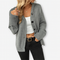Gemütliche Strickjacke mit Knöpfen – Lässig & Schick – Grau
