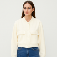 Beige weicher Fliegerjacke für Damen – Lässiger und bequemer Look – Beige