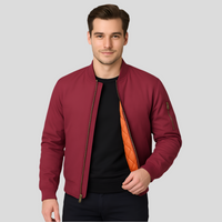 Bomberjacke für Herren im klassischen Design – Zeitloser Reißverschluss-Stil – Karmesinrot