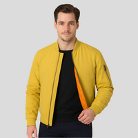 Bomberjacke für Herren im klassischen Design – Zeitloser Reißverschluss-Stil – Gelb