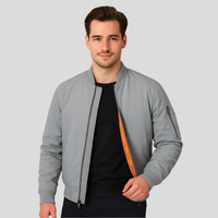 Bomberjacke für Herren im klassischen Design – Zeitloser Reißverschluss-Stil – Hellgrau