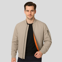 Bomberjacke für Herren im klassischen Design – Zeitloser Reißverschluss-Stil – Hellgold
