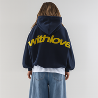 Klassischer Hoodie mit Print – Weiche Baumwollmischung – Lässig & Bequem – Dunkelblau