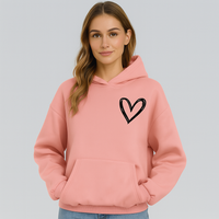 Hoodie mit Herz-Print – Weiche Baumwollmischung – Stylisch & Bequem – Rosa
