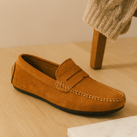Milano Herren-Leder-Loafer – Klassische Slipper mit rutschfester Sohle – Braun