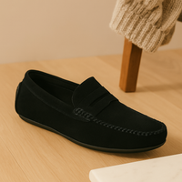 Milano Herren-Leder-Loafer – Klassische Slipper mit rutschfester Sohle – Schwarz